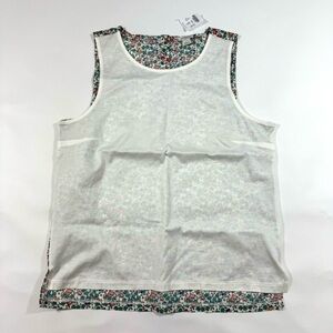 New J Crew Factory Contrast Sleeveless Tank Top White Floral H6132